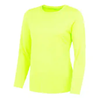 Decathlon Effen Tshirt met lange mouwen voor Dames (Elektrisch Geel) aanbieding