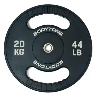 Decathlon Professionele rubber schijf van 20kg met handvat (28mm) 28/20 aanbieding