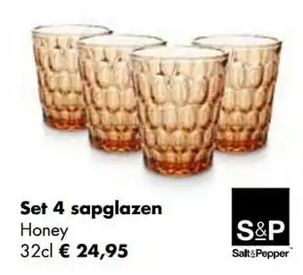 Multi bazar Set 4 sapglazen honey aanbieding