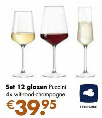 Multi bazar Set 12 glazen puccini aanbieding