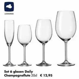 Multi bazar set 6 glazen daily champagneflute aanbieding