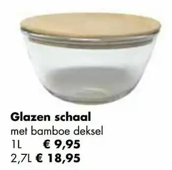 Multi bazar Glazen schaal met bamboe deksel aanbieding