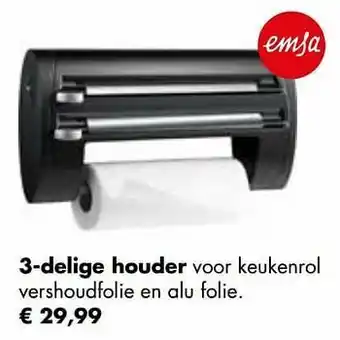 Multi bazar 3-delige houder voor keukenrol vershoudfolie en alu folie aanbieding