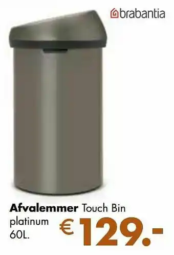 Multi bazar Afvalemmer touch bin platinum aanbieding