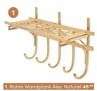 Rotan wandplank alec naturel