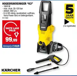 Hubo HOGEDRUKREINIGER “K3” aanbieding