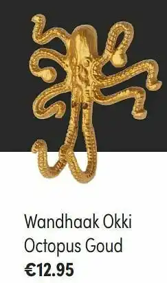 Wandhaak okki octopus goud