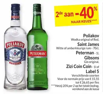 Intermarché Poliakov, Saint James, Peterman, Gibsons, Zizi Coin Coin of Label 5 aanbieding