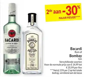 Intermarché Bacardi Rum of Bombay Gin aanbieding