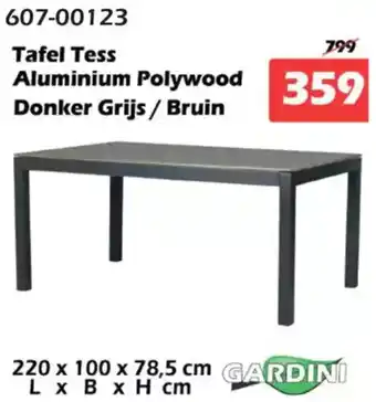 iTEK Gardini Tafel Tess Aluminium Polywood Donker aanbieding