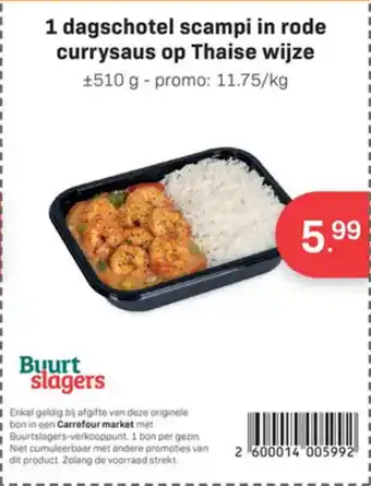 Buurtslagers 1 dagschotel scampi in rode currysaus op Thaise wijze aanbieding