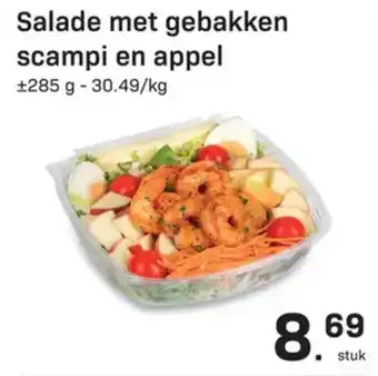 Buurtslagers Salade met gebakken scampi en appel aanbieding