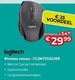 AUVA Logitech Wireless mouse -ITLOM705SILVER aanbieding