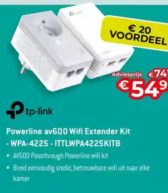 AUVA Powerline av600 Wifi Extender Kit - WPA-4225-ITTLWPA4225KITB aanbieding