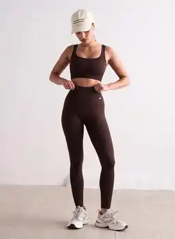 Decathlon Dames Yoga Legging Geribbelde Naadloos Donker Bruin aanbieding