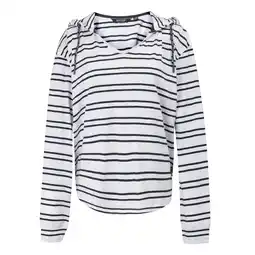 Decathlon Dames Minerve Stripe V Hals Hoodie (Wit/Zwaar) aanbieding