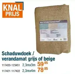 Cevo Schaduwdoek verandamat grijs of beige aanbieding