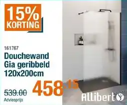 Cevo Douchewand gia geribbeld aanbieding