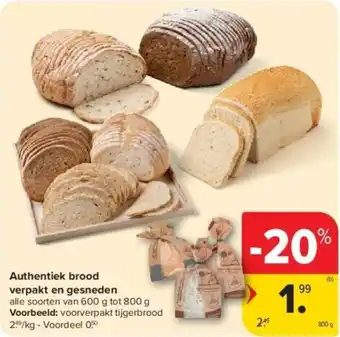 Carrefour Authentiek brood verpakt en gesneden aanbieding