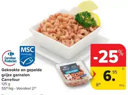 Carrefour Gekookte en gepelde grijze garnalen Carrefour aanbieding