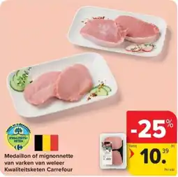 Carrefour Medaillon of mignonnette van varken van weleer kwaliteitsketen carrefour aanbieding