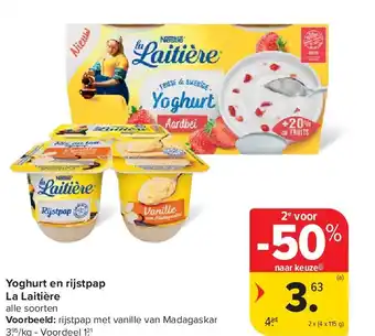 Carrefour Yoghurt en rijstpap La Laitière aanbieding