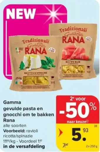 Carrefour Gamma gevulde pasta en gnocchi om te bakken Rana aanbieding