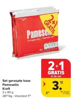 Carrefour Set geraspte kaas pamesello kraft aanbieding