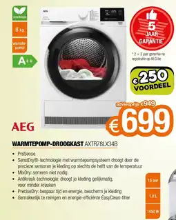 Expert AEG WARMTEPOMP-DROOGKAST AXTR78LX34B aanbieding