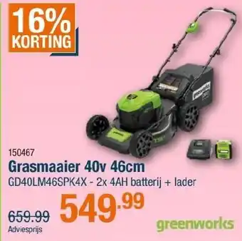 Cevo Grasmaaier 40V GD40LM46SPK4X aanbieding