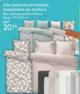 Leen Bakker Dekbedovertrek chester beige aanbieding