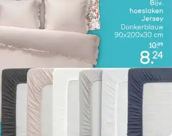 Leen Bakker Hoeslaken jersey donkerblauw aanbieding