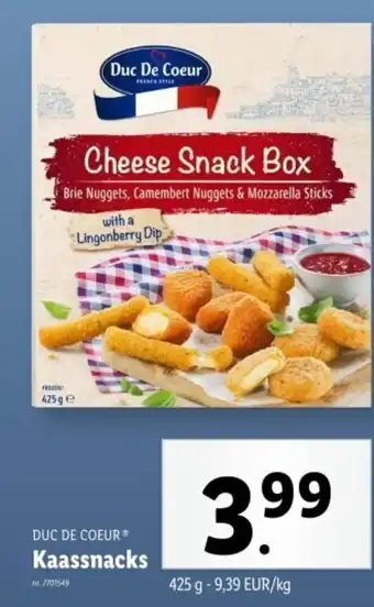 Lidl Duc de coeur kaassnacks aanbieding