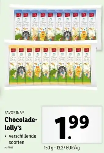 Lidl Favorina chocolade lolly's aanbieding