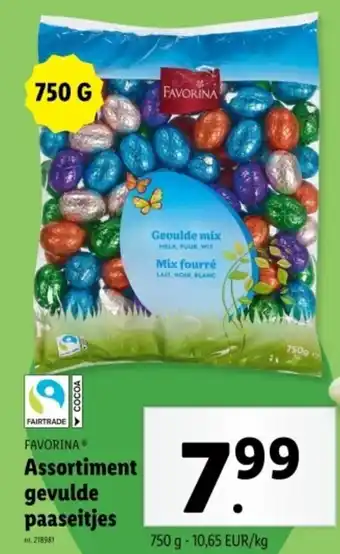 Lidl Favorina assortiment gevulde paaseitjes aanbieding