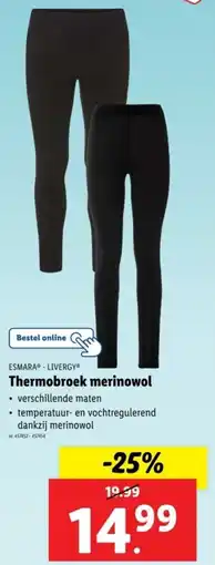 Lidl Esmara livergy thermobroek merinowol aanbieding