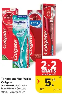 Carrefour Tandpasta Max White Colgate aanbieding