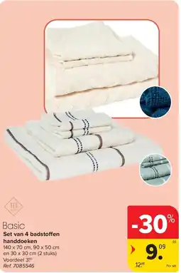 Carrefour Set van 4 badstoffen handdoeken aanbieding