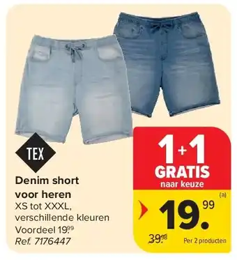 Carrefour Denim short voor heren aanbieding