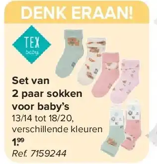 Carrefour Set van 2 paar sokken voor baby’s aanbieding