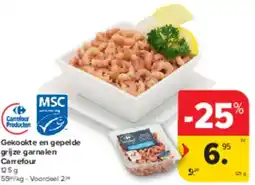 Carrefour Market Gekookte en Gepelde Grijze Garnalen Carrefour aanbieding