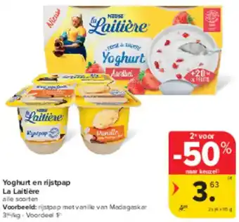 Carrefour Market Yoghurt en rijstpap La Laitière aanbieding