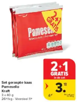 Carrefour Market Set geraspte kaas Pamesello Kraft aanbieding