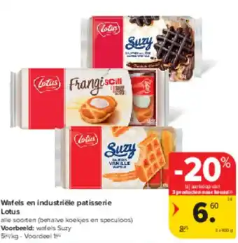 Carrefour Market Wafels en industriële patisserie Lotus aanbieding