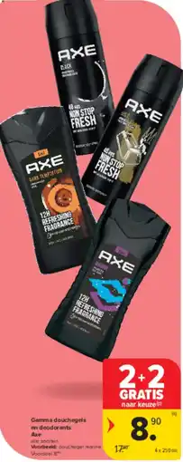 Carrefour Market Gamma douchegels en deodorants Axe aanbieding