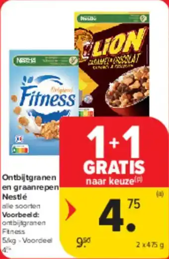 Carrefour Market Ontbijtgranen en graanrepen Nestlé aanbieding