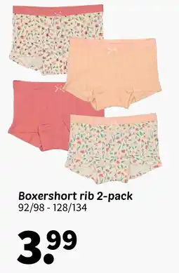 Wibra Boxershort rib 2-pack aanbieding