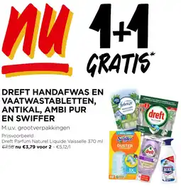 Jumbo Dreft handafwas en vaatwastabletten, antikal, ambi pur en swiffer aanbieding