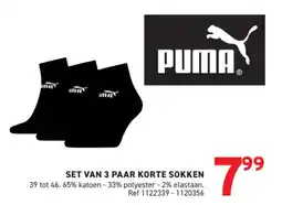 Trafic Puma set van 3 paar korte sokken aanbieding