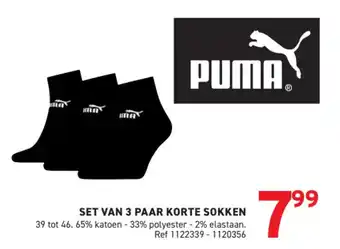 Trafic Puma set van 3 paar korte sokken aanbieding